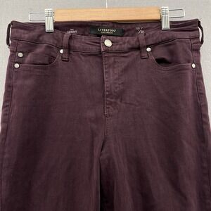 Liverpool Los Angeles Womans The Skinny Rich Velvet Burgundy Denim Jeans Size 12